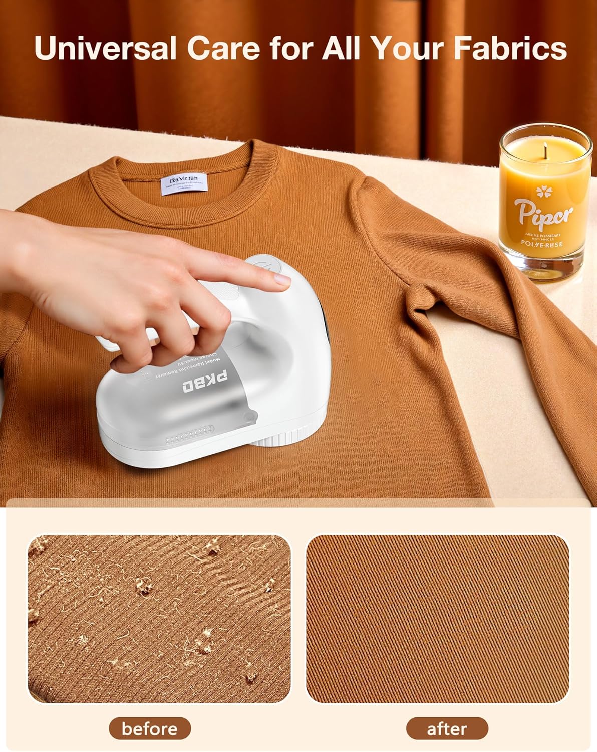 IPX6 Waterproof Washable Electric Fabric Shaver and Lint Remover, Rechargeable Sweater Defuzzer