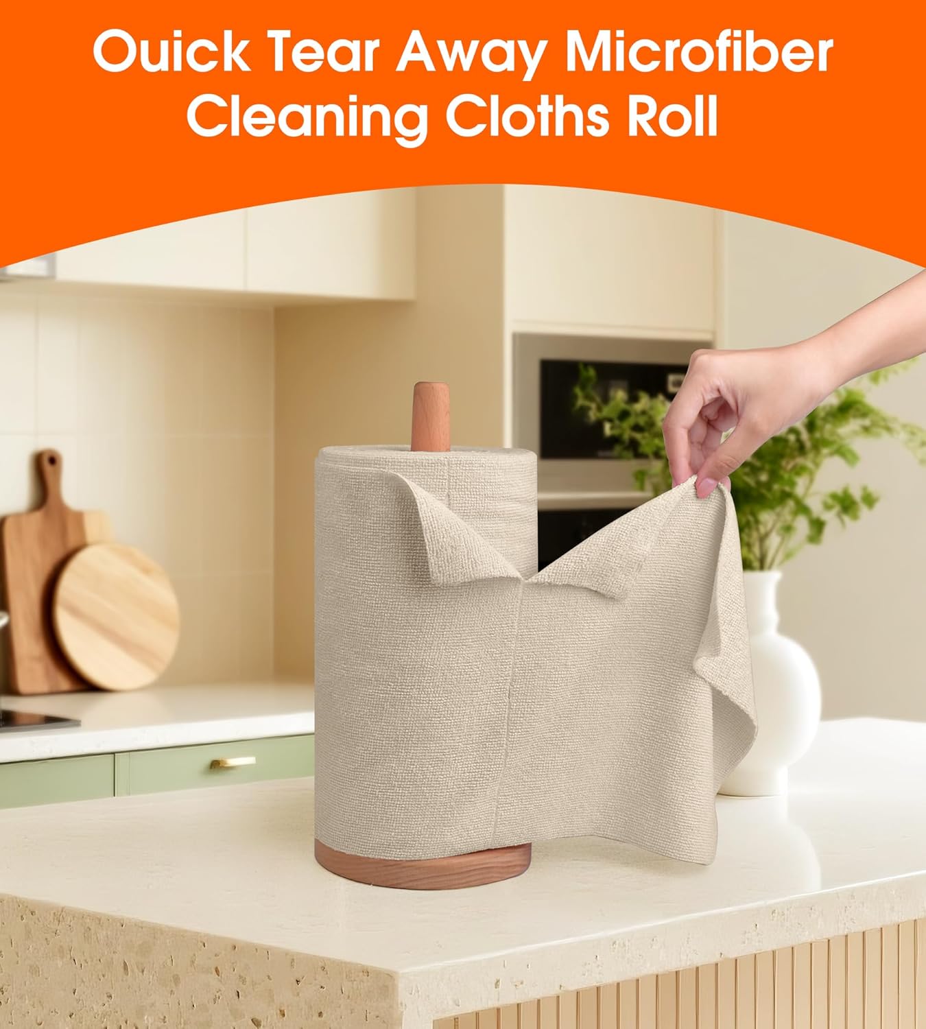 Roll of Microfiber Cleaning Cloth –100 Pack, Tear Away Microfiber Towels, Reusable, Washable