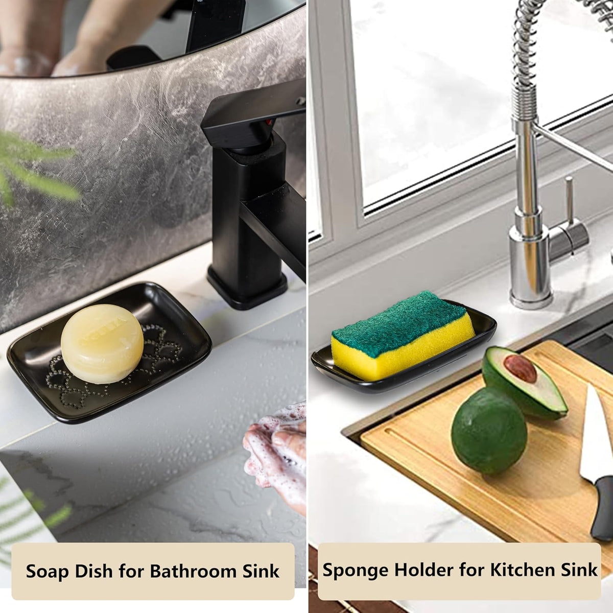 Gomakren Soap Dish for Shower, Ceramic Soap Dishes for Bar Soap Sponge, Halloween Shower Soap