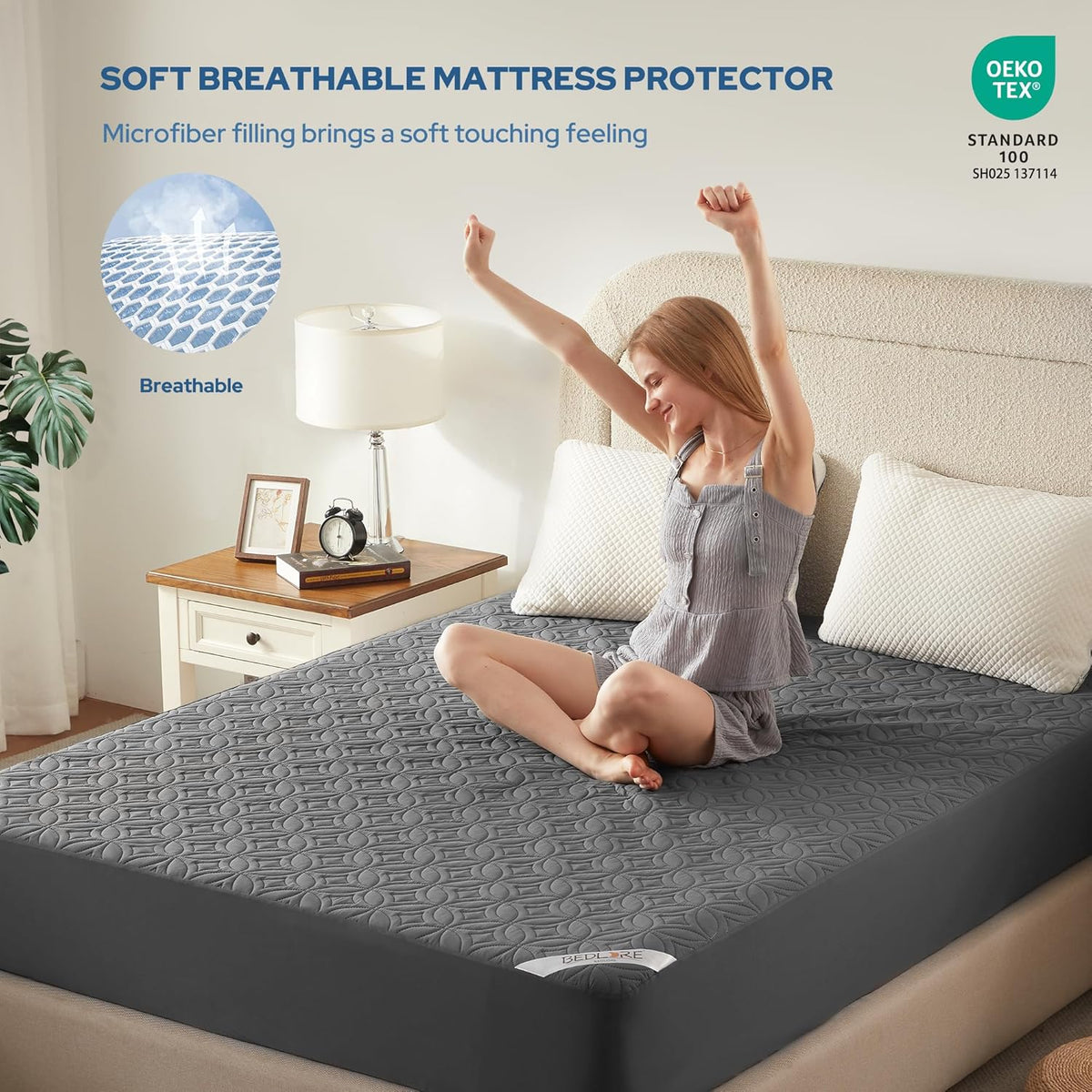 BEDLORE Waterproof Mattress Protector, California King Size Mattress Pad with Deep Pocket 6"-18"