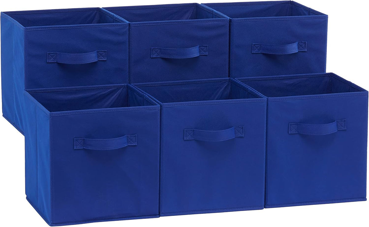 Amazon Basics Cube Organizer Storage Bins Handles, Collapsible Fabric, Pack of 6, 10.5"x10.5"x11"