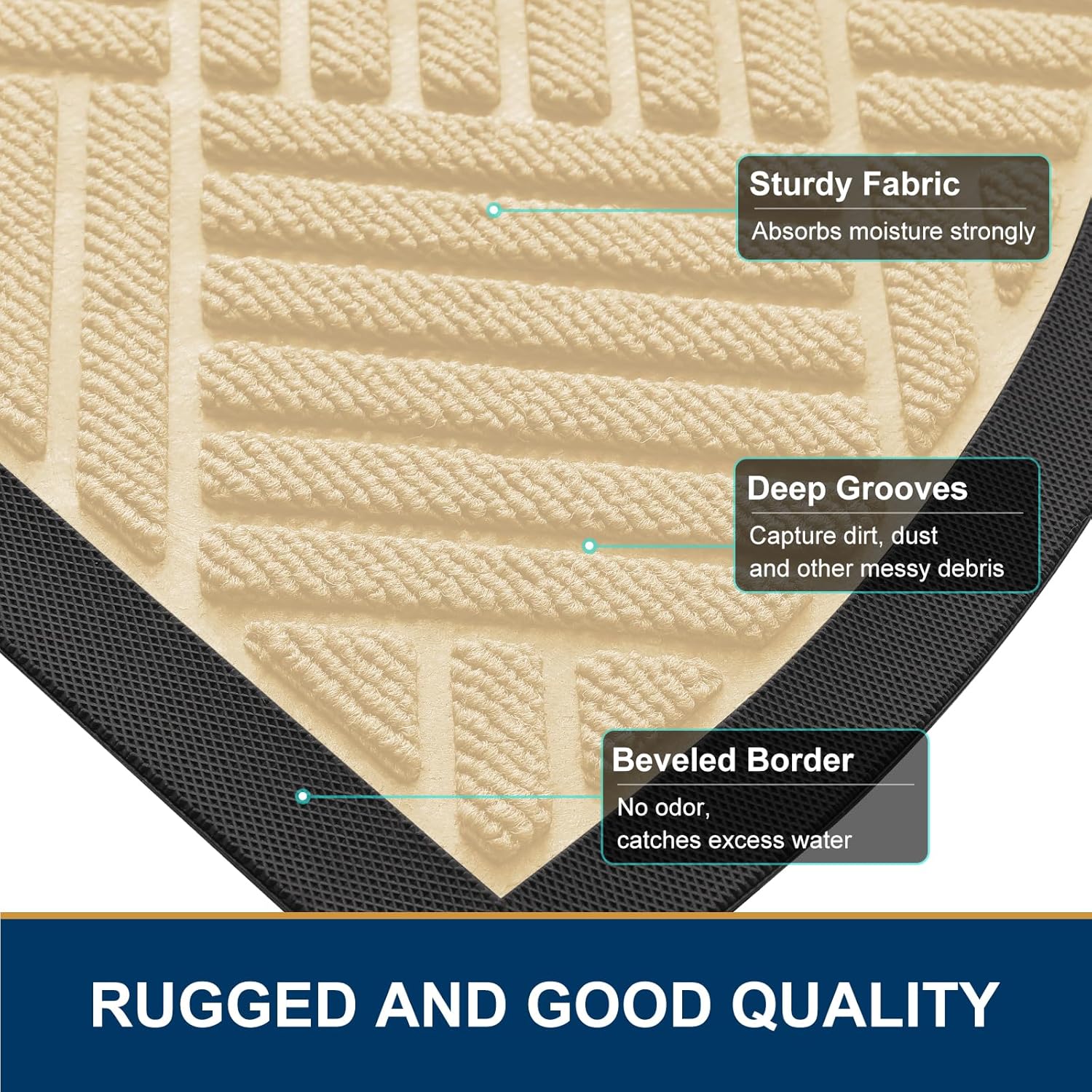 Smiry Half Circle Front Door Mat Outside Entrance, Heavy Duty Outdoor Indoor Natural Rubber