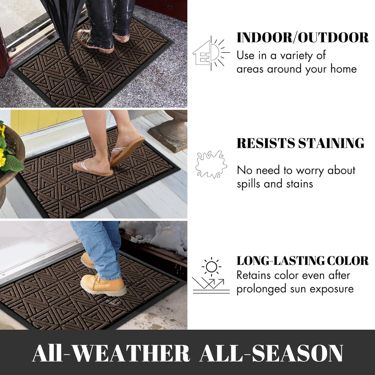 Yimobra Large Door Mat 36x24, All-Weather Waterproof Non-Slip Welcome Matt Outdoor, Heavy Duty Non