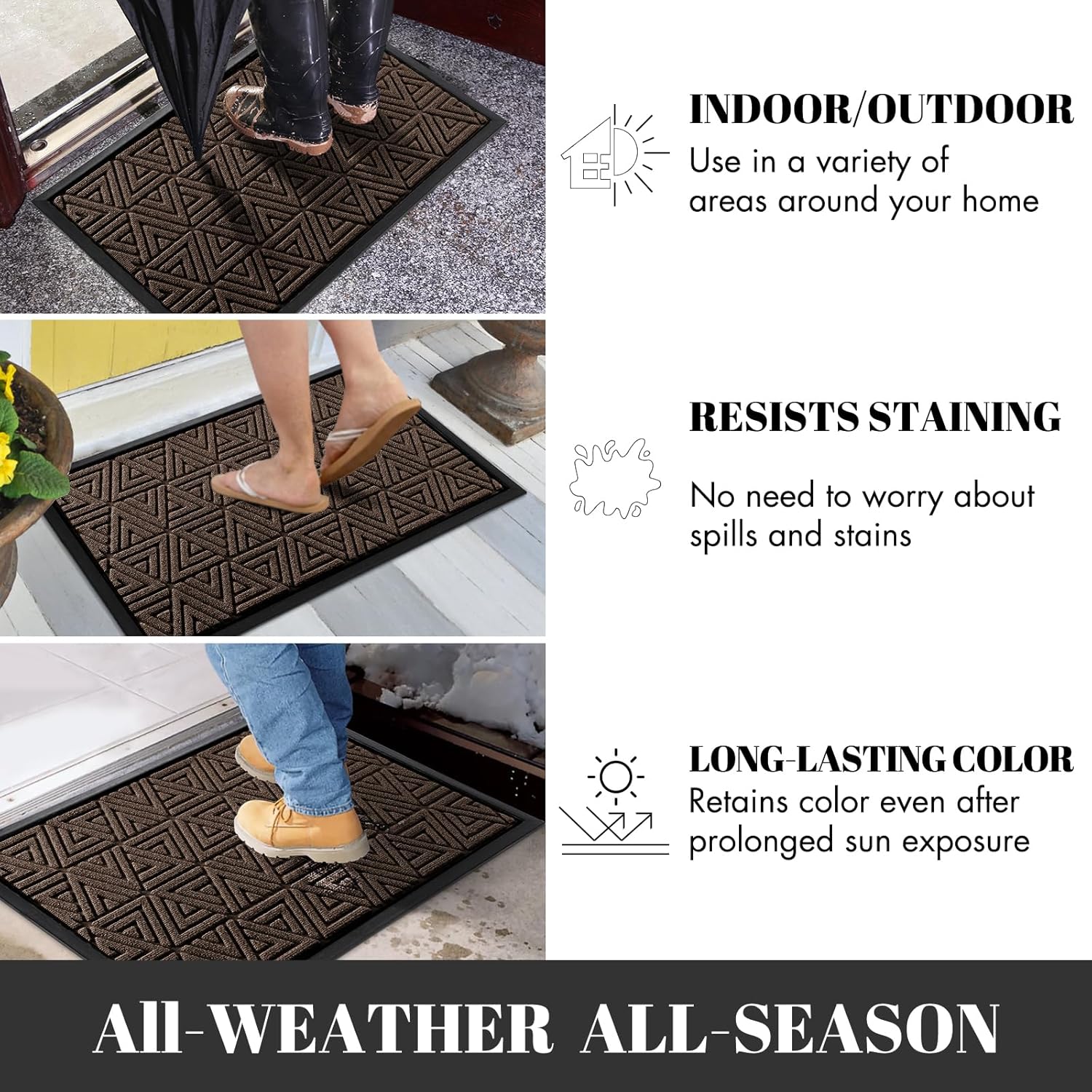Yimobra Large Door Mat 36x24, All-Weather Waterproof Non-Slip Welcome Matt Outdoor, Heavy Duty Non