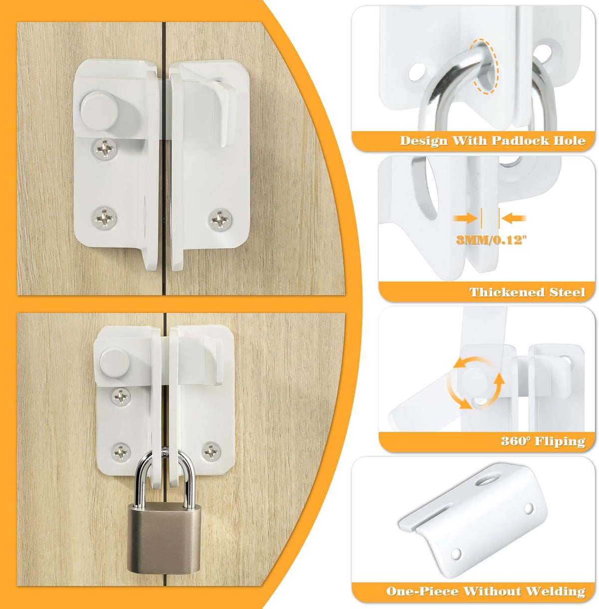 Alise Flip Latch Gate Latch Shed Lock Shed Latch Barn Door Lock Locking Latches for Barn Fence