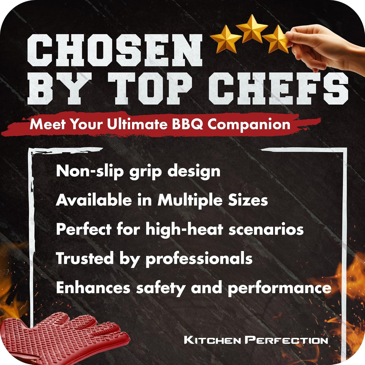 KITCHEN PERFECTION S Silicone Smoker Oven Gloves -Extreme Heat Resistant BBQ Gloves -Handle Hot