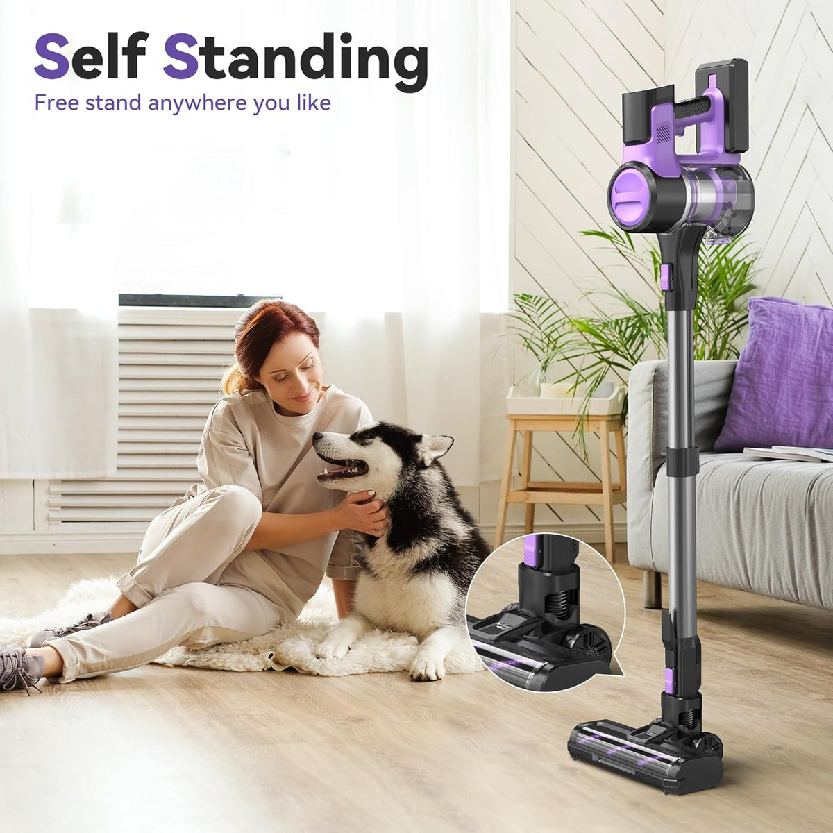 S10 Cordless Vacuum Cleaner, 55Kpa 60mins Lightweight Stick Vacuum with Powerful Suction for Home
