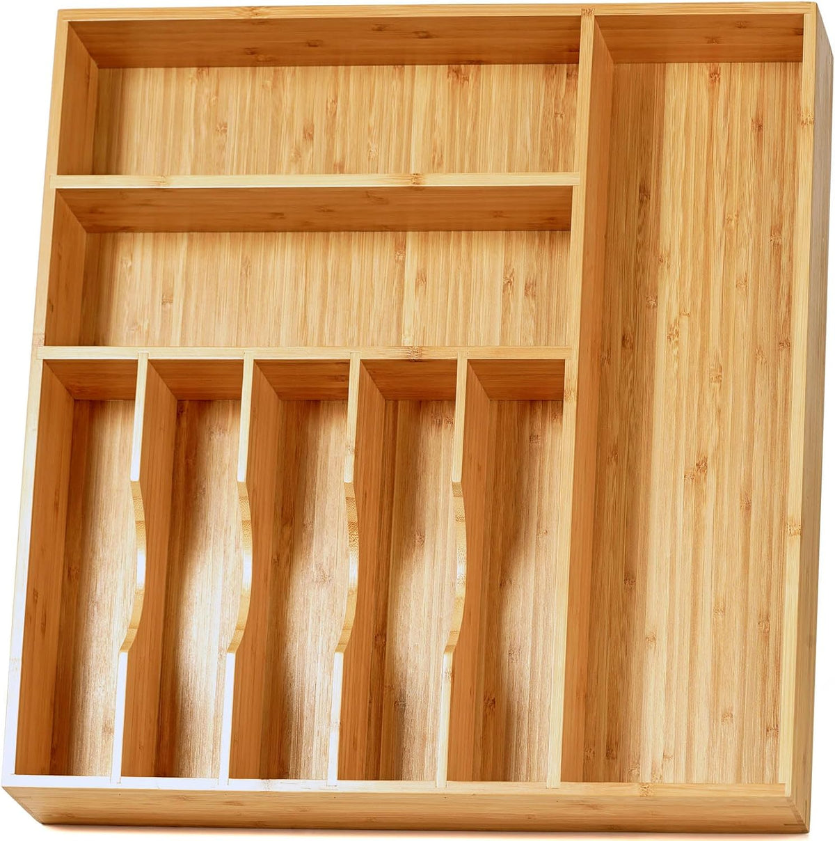 Umilife Large Kitchen Drawer Organizer, 19"x20" Silverware Utensils Organizer, 2.5" High for Large