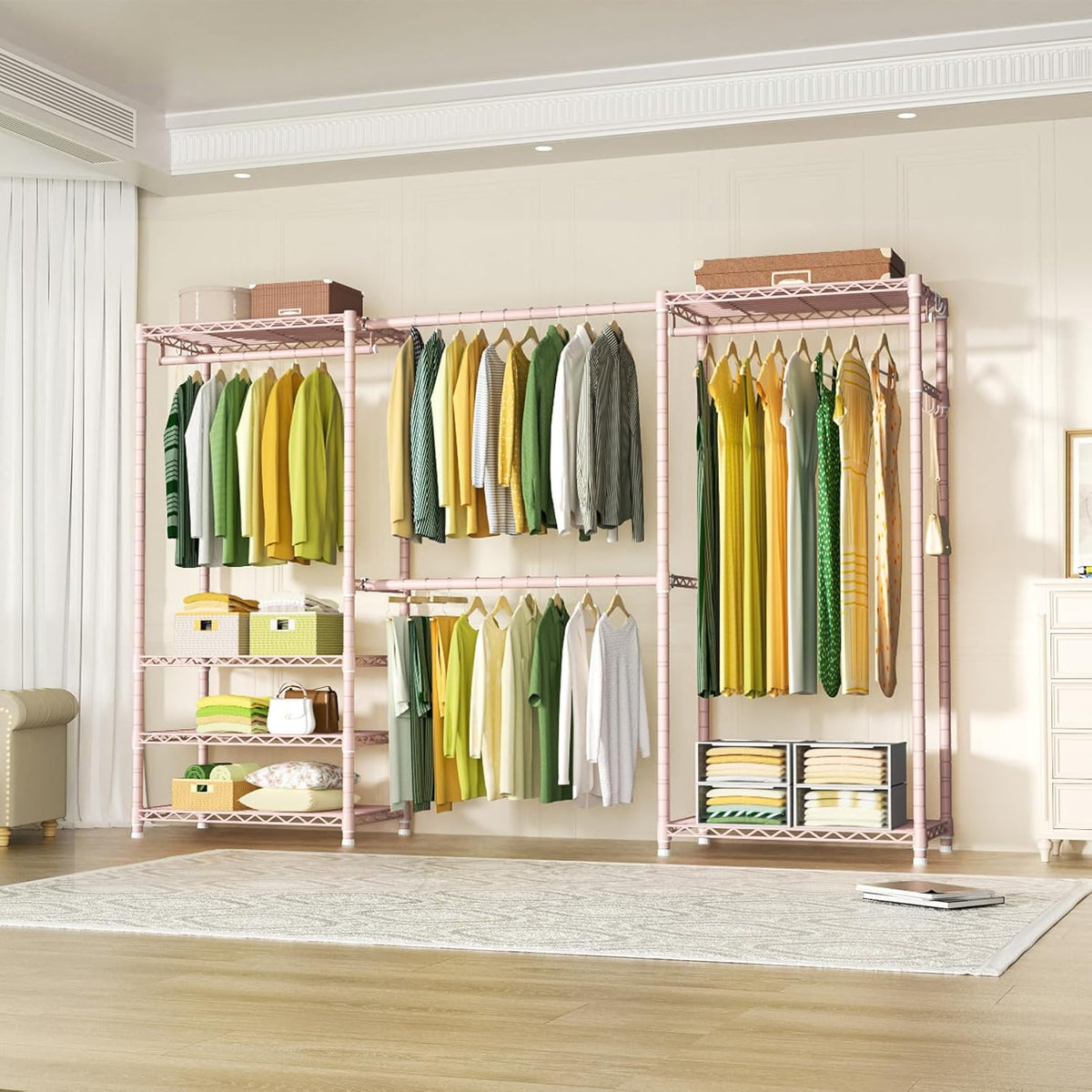 Ulif E1 Heavy Duty Closet Garment Rack, 6 Tiers Adjustable Metal Freestanding Expandable Clothing