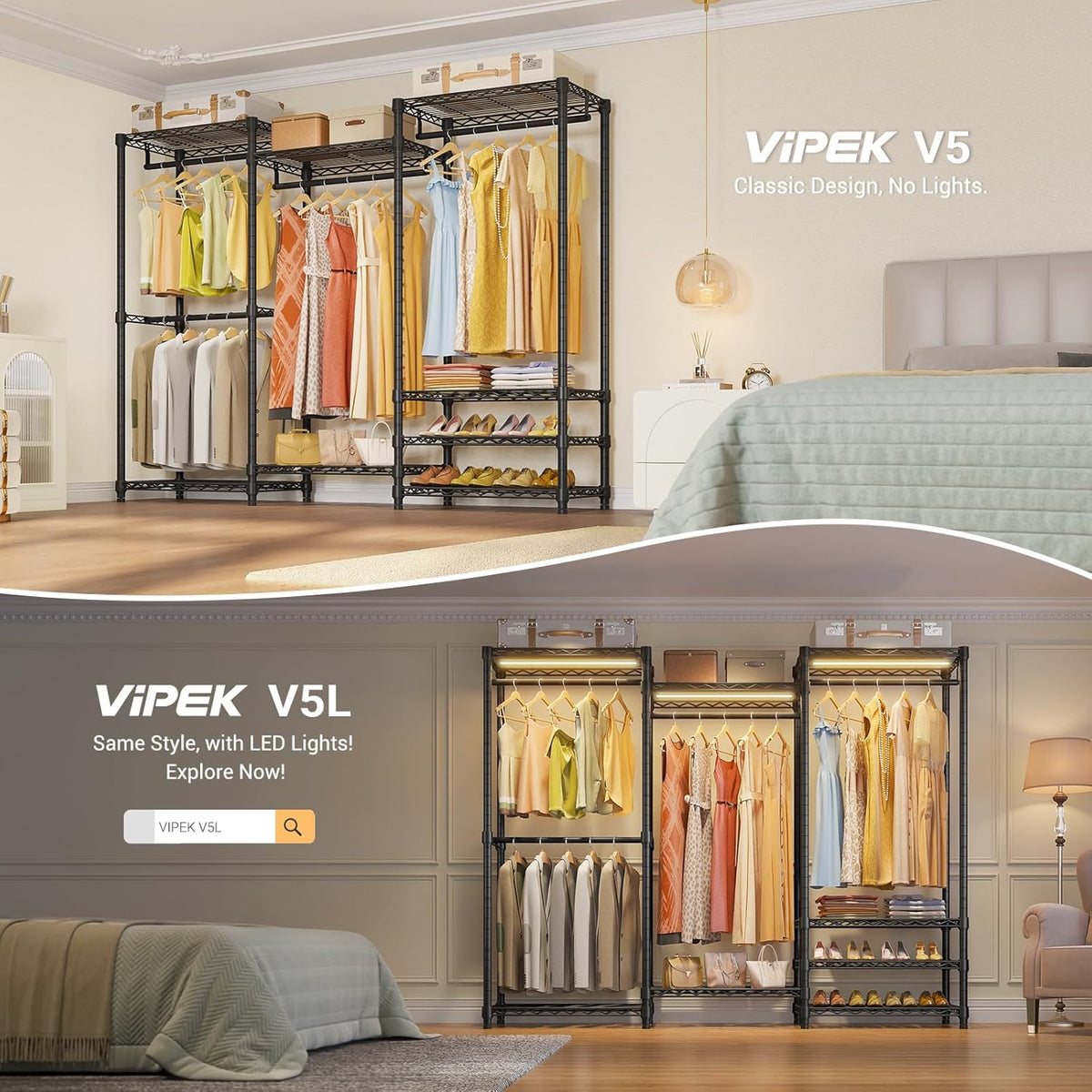 VIPEK V5 Portable Closet Wardrobe Heavy Duty Clothes Rack, Freestanding Clothing Rack with 4 Hang