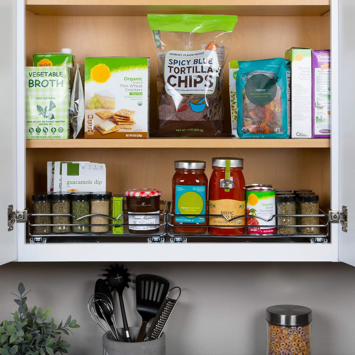 Pull Out Cabinet Organizer for Spices, Cans - Heavy Duty with Lifetime Limited Warranty- Pull Out