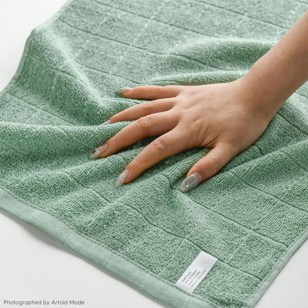 Artoid Mode Checkered Designed Cotton Light Green Terry Kitchen Dish Towels, 15x25 Inch Soft