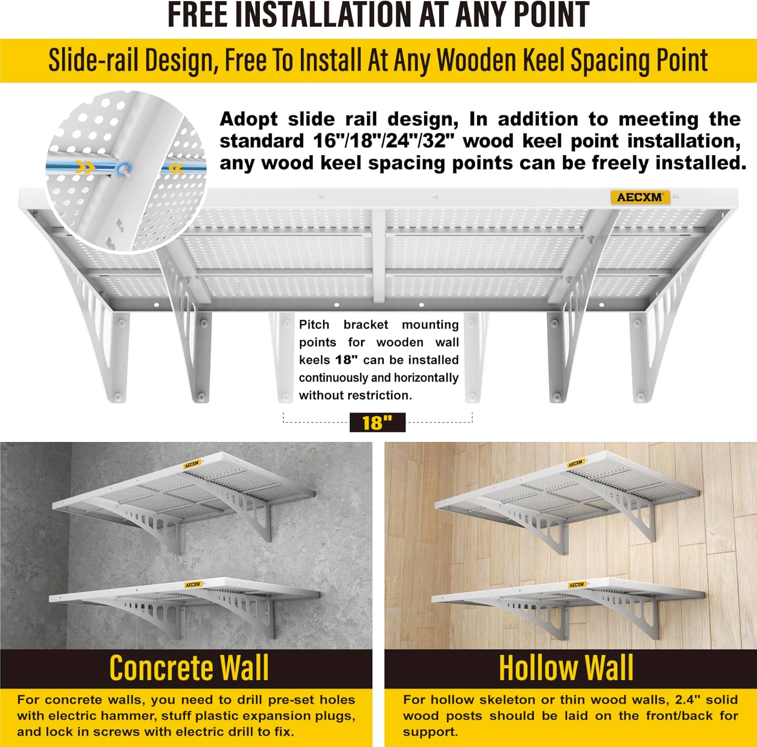 2-Pack 2x3ft Adjustable Garage Wall Shelving 560lbs Load Capacity Heavy Duty Wall Mounted Storage