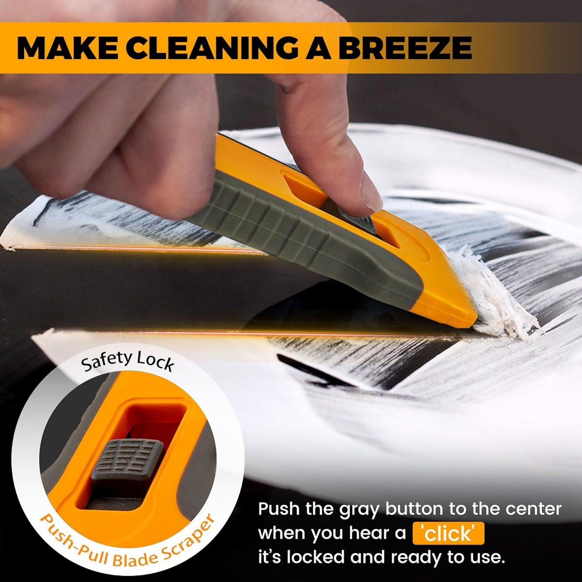 Razor Blade Scraper Tool with 15pcs Extra Blades, Cleaning Razor Scraper for Glass, Glass Top Stove