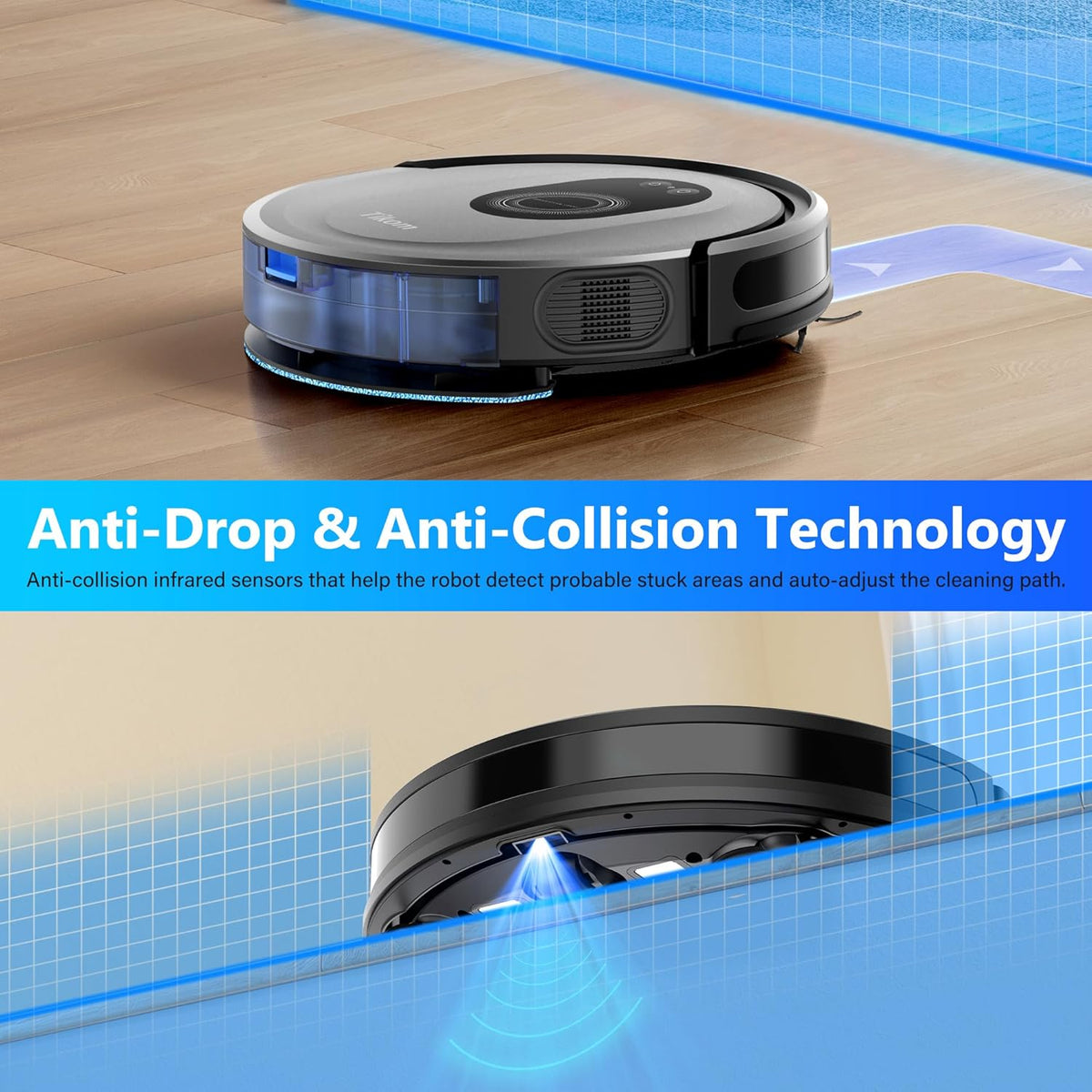 Tikom Robot Vacuum and Mop Combo, 5000Pa Robotic Vacuum Cleaner, 150 Min Max, App & Remote Control