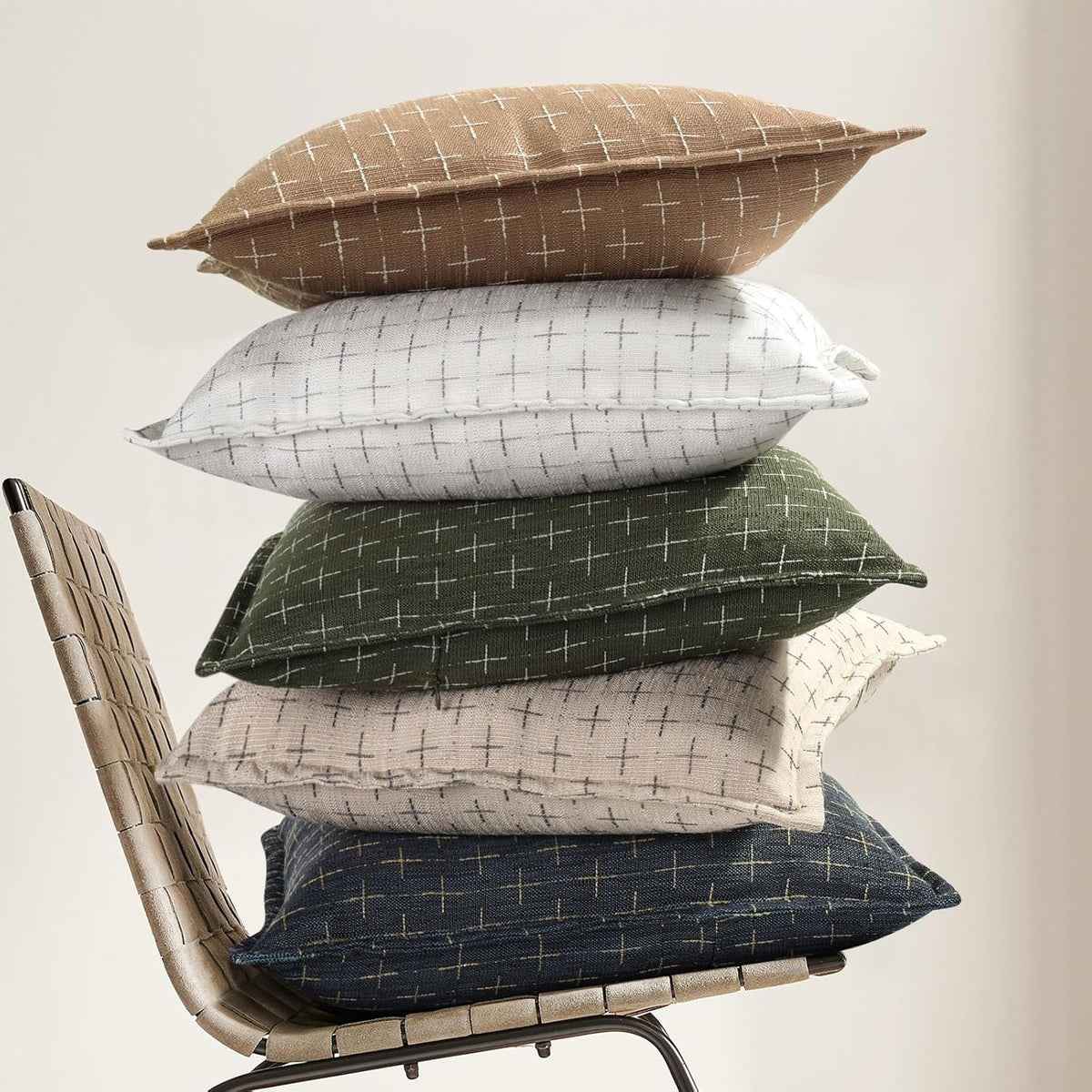 ZWJD Throw Pillow Pillow Covers 22x22 Set of 2 Soft Polyester Textured Pillow Covers with Stylish