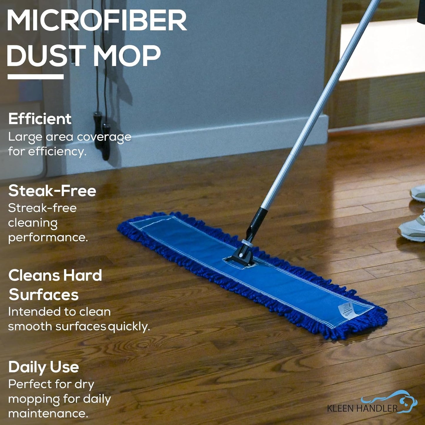 KLEEN HANDLER 36 Inch Microfiber Dust Mop, Large Washable Commercial Mop Head Replacement, Sweeper