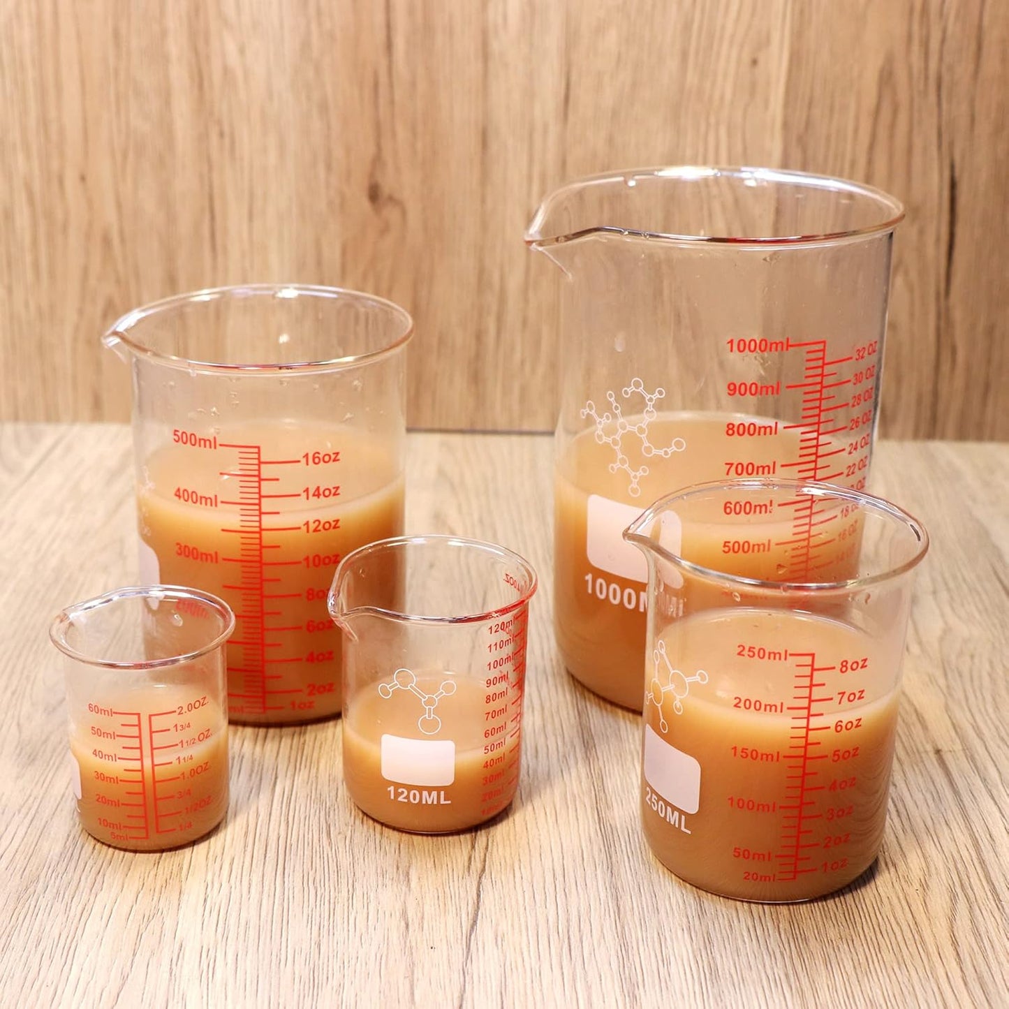 High Borosilicate Glass Measuring Cup Set-V-Shaped Spout,Includes 60ml(2OZ), 120ml(4OZ)