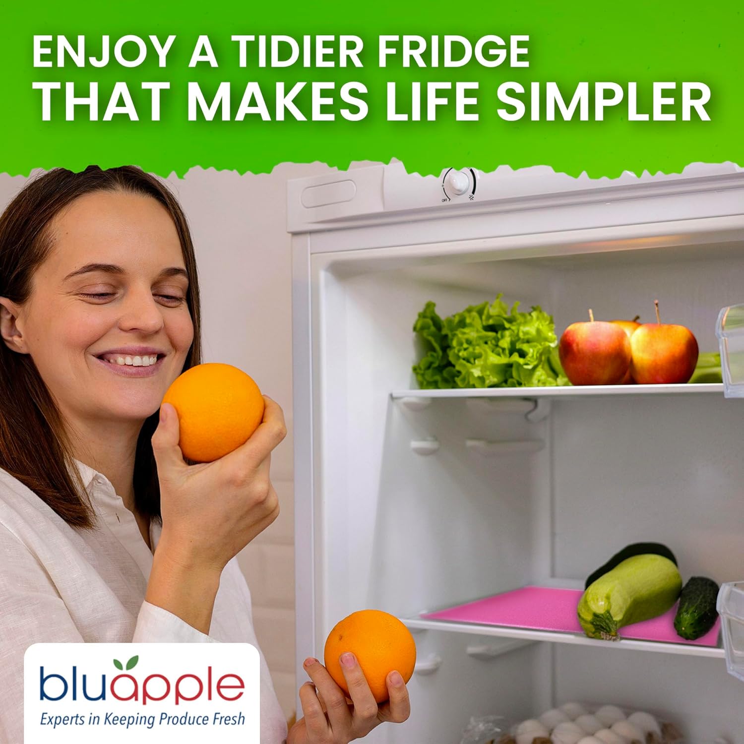 Bluapple FreshMats, Refrigerator Bin Liner, Fridge Drawer Mats, Crisper Life Extender Liner Keeps