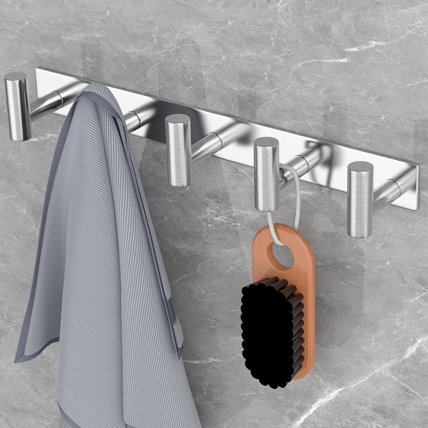 PMMASTO Coat Rack Wall Mounted, 5 "T Shaped Wall Hooks for Hanging, Heavy Duty Stainless Steel Coat
