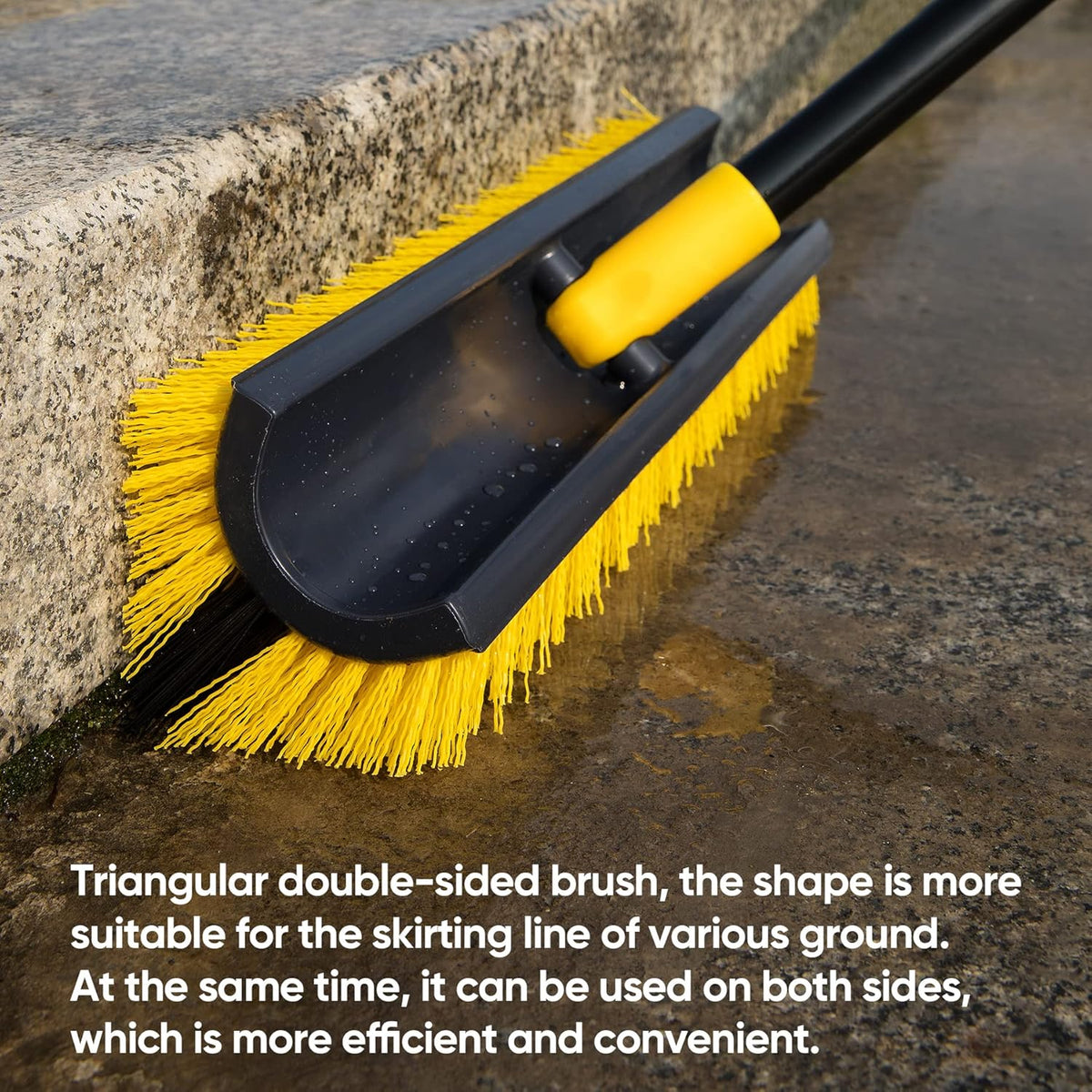 Yocada Double-Sided Floor Scrub Brush Triangle Brush Corner Crevice Cleaning Heavy Duty Stiff