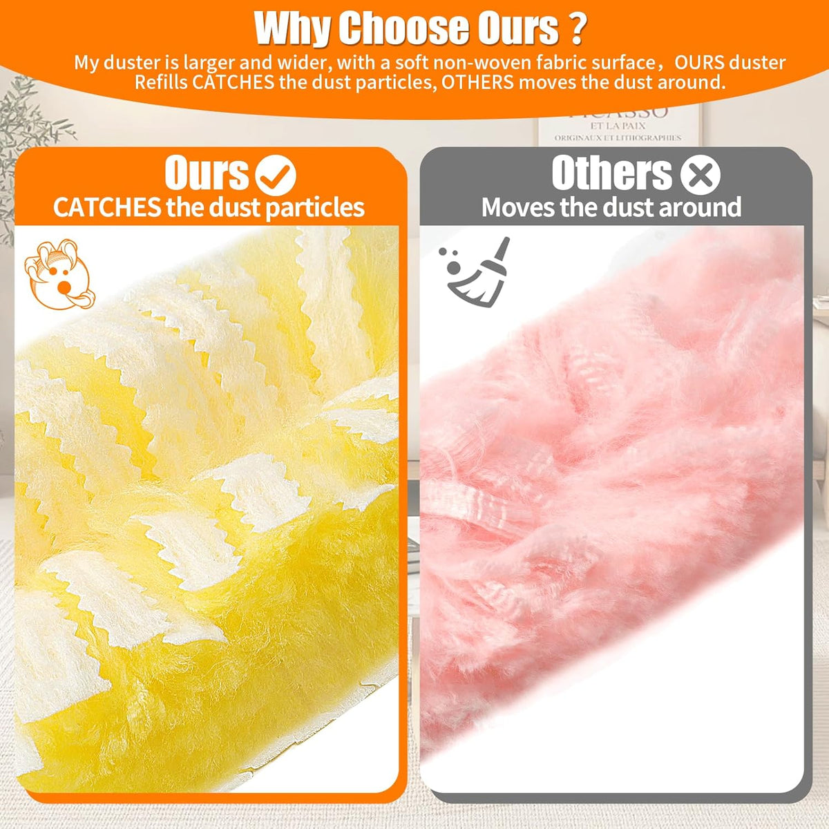 60 Count 360° Heavy Duty Duster Refills Compatible with Swiffer,Large Size-Extra Thick Disposable