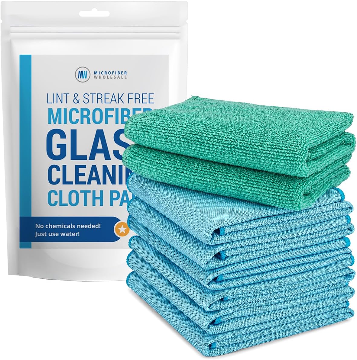 Claro 2 Step Glass Cleaning Cloth 8-Pack – Green Wet & Blue Dry Microfiber Towels Cleaning for