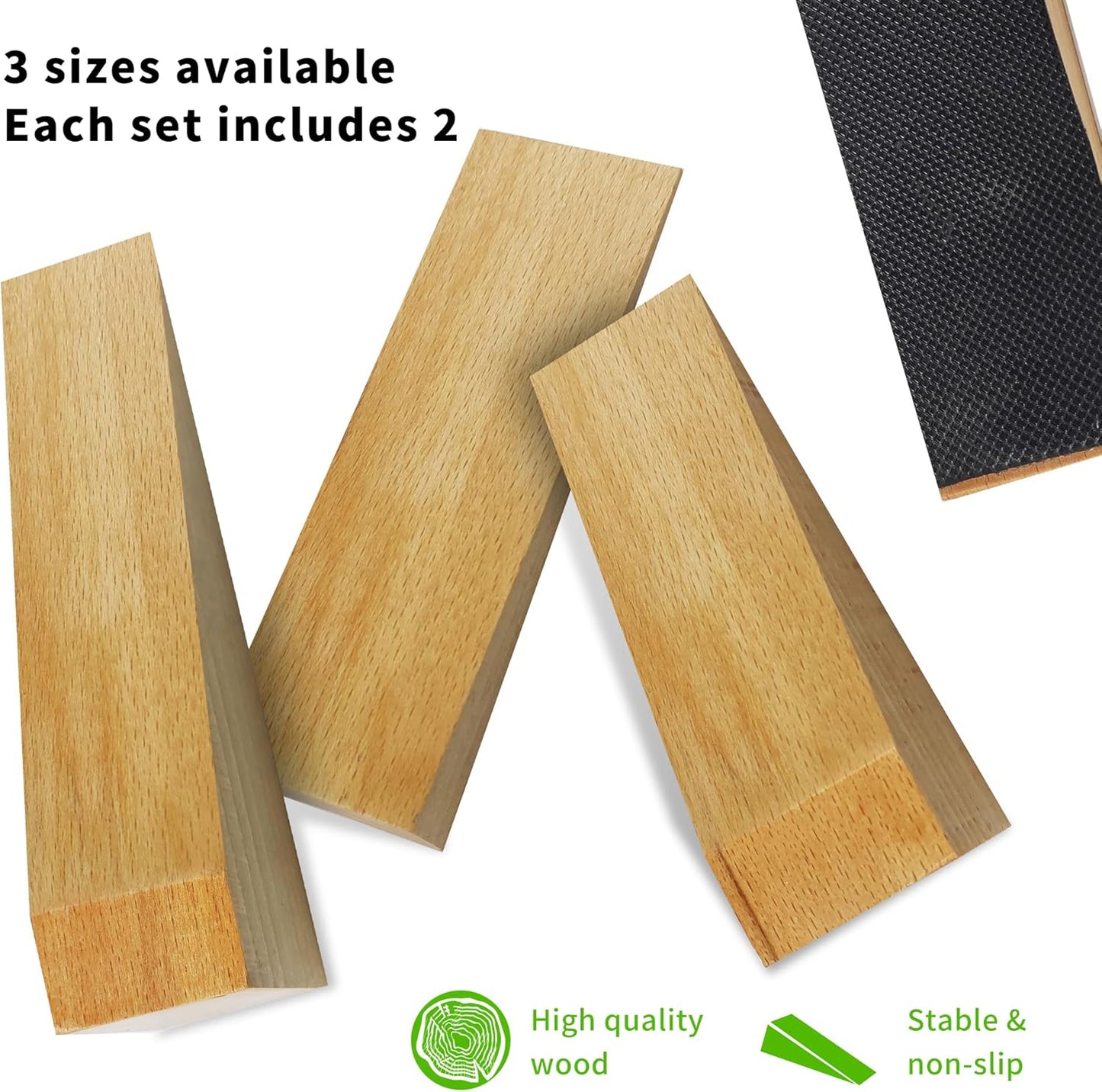 4 Pack Wooden Door Stop - Non-Slip Door Stoppers for Floor - Door Wedges for All Door Types and