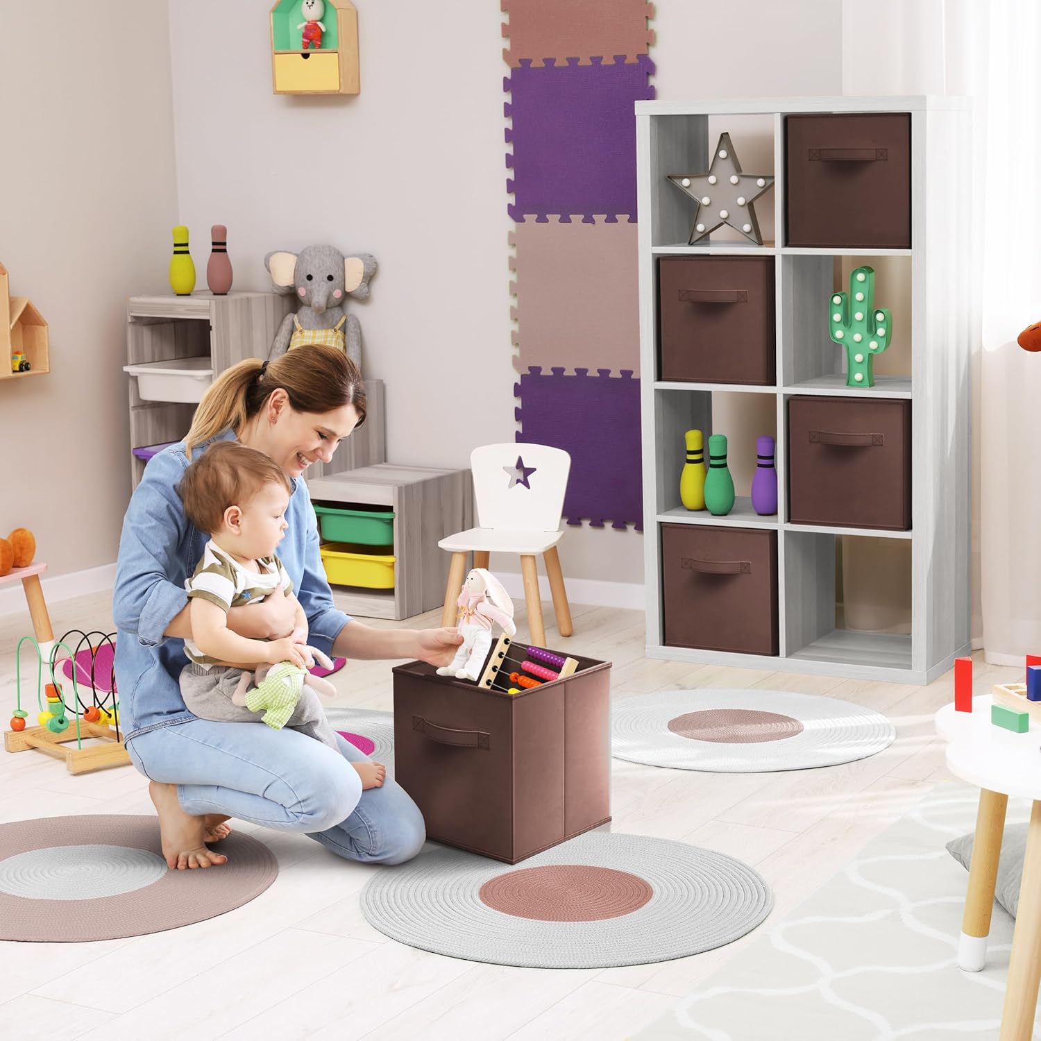 Sorbus Fabric Storage Cubes - 8 Foldable Storage Bins for Organizing Pantry, Cubbies, Toy Box