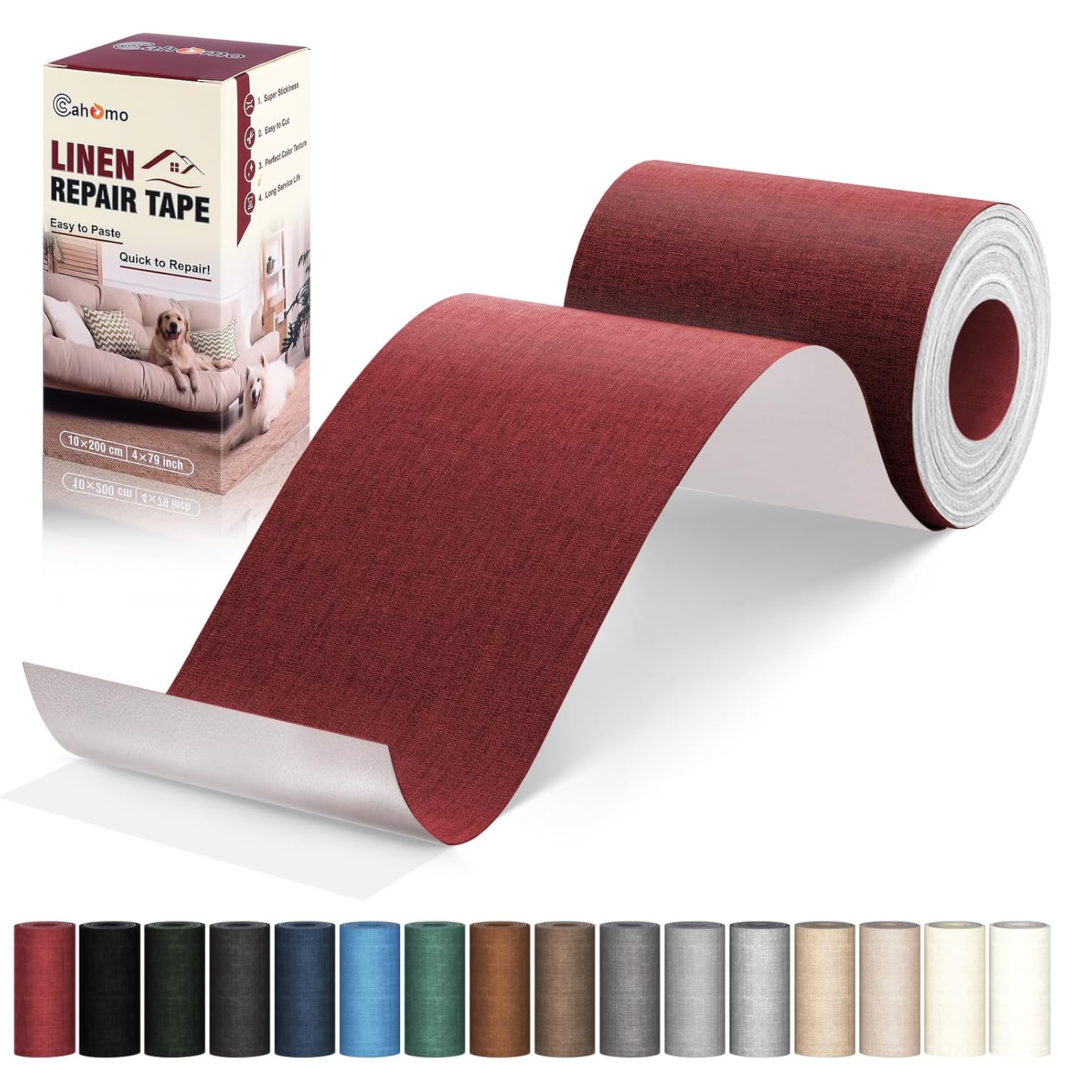 Linen Repair Tape 4x79 inch, Self Adhesive Fabric Patches, Linen Patch Tape Kit, Fabric Repair Tape