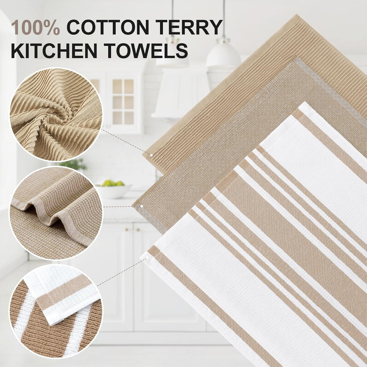 Homaxy Premium Kitchen Towels(18”x 28”, 12 Pack), Large Cotton 380 GSM Kitchen Hand Towels, Soft