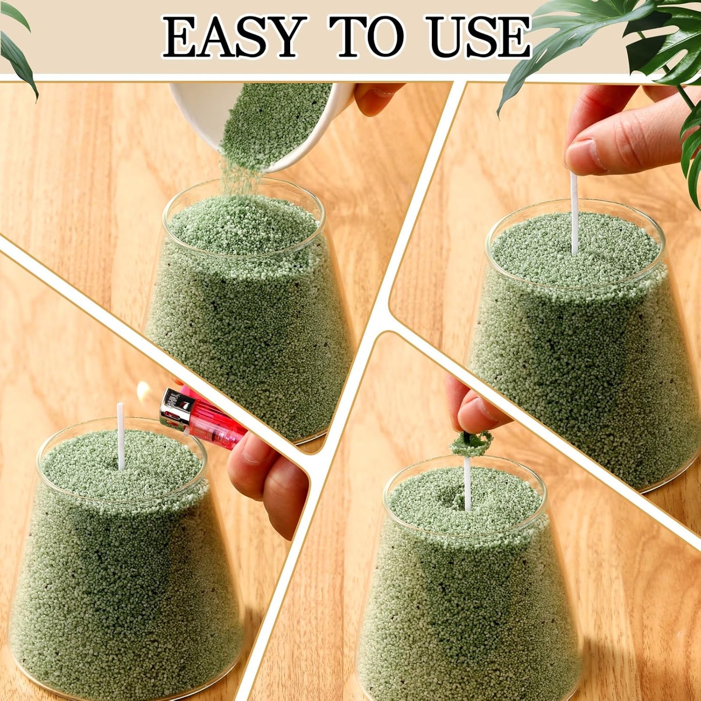 MTLEE Candle Sand 3.3 lb DIY Pearled Candle Making Kit Included 20 Pcs Wicks and Refillable Beaded