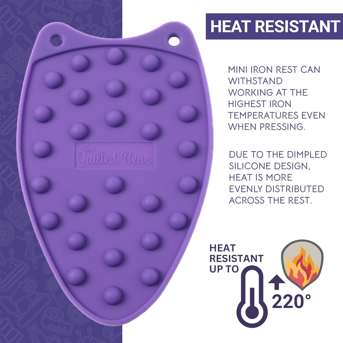 The Quilted Bear Mini Iron Rest - Silicone Heat Resistant Mat for Stress-Free Crafting, Sewing &