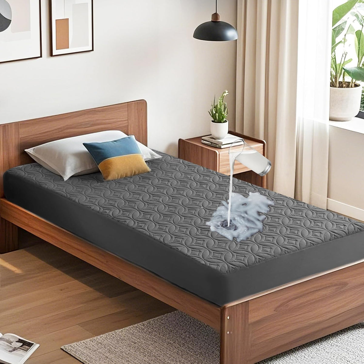 BEDLORE Waterproof Mattress Protector, Twin Size Mattress Pad with Deep Pocket 6"-15" Depth, Soft