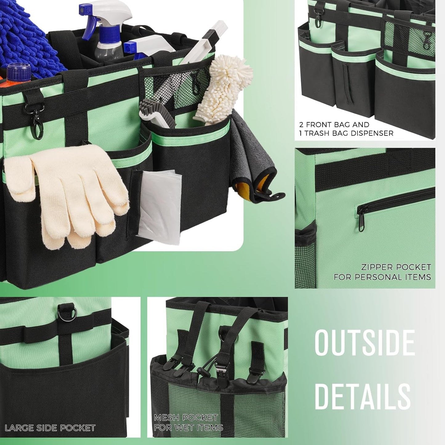 Wearable Cleaning Caddy, Cleaning Caddy Supplies Organizer with Handle & Shoulder Straps for