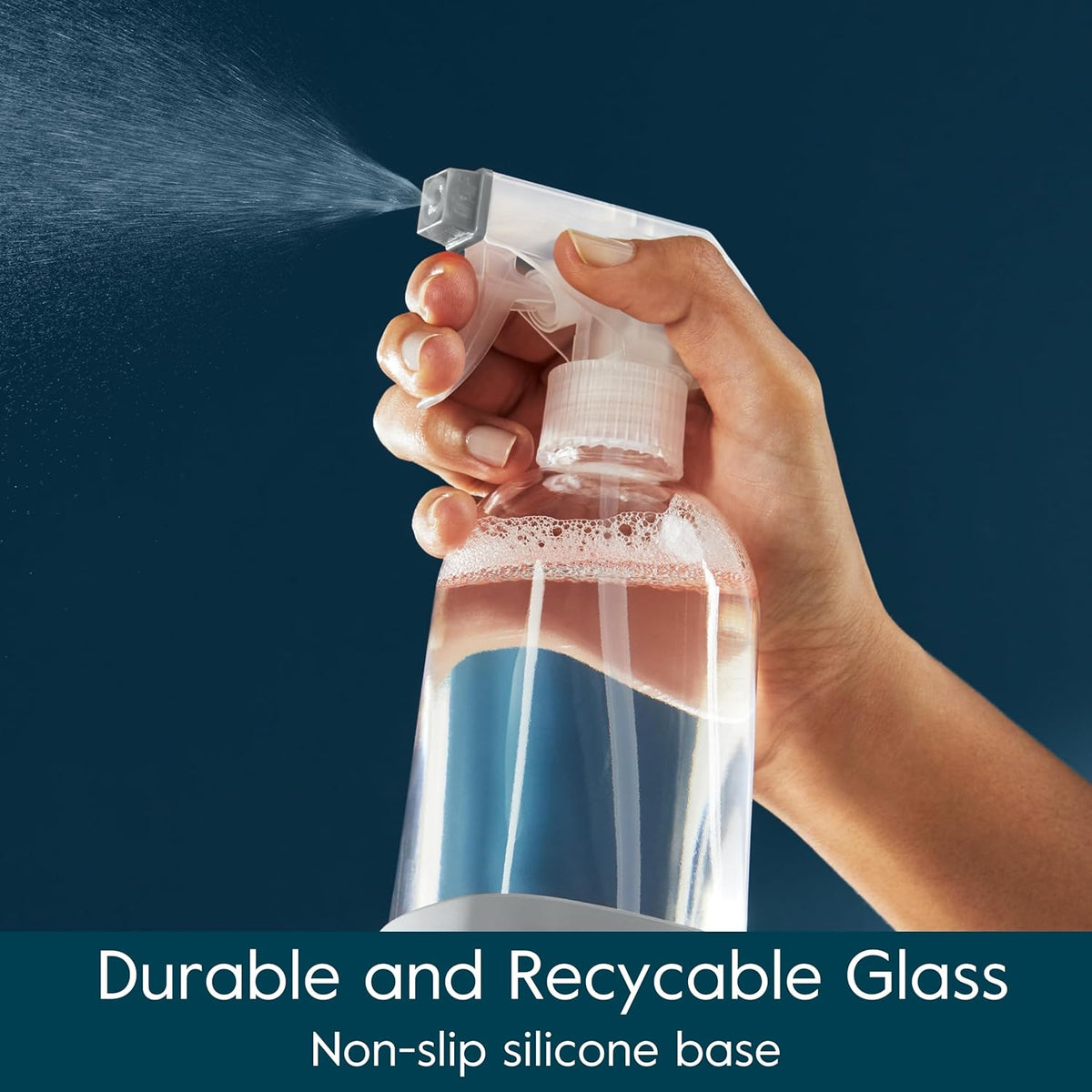 Grove Co. Glass Spray Bottles for Cleaning Solutions, 2-Pack Bundle, Unique Silicon Sleeve Slide &