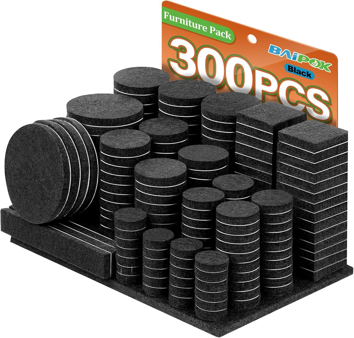 Furniture Pads 300 Pieces Felt Furniture Pads Premium Huge Pack, BAIPOK Self Adhesive Anti Scratch