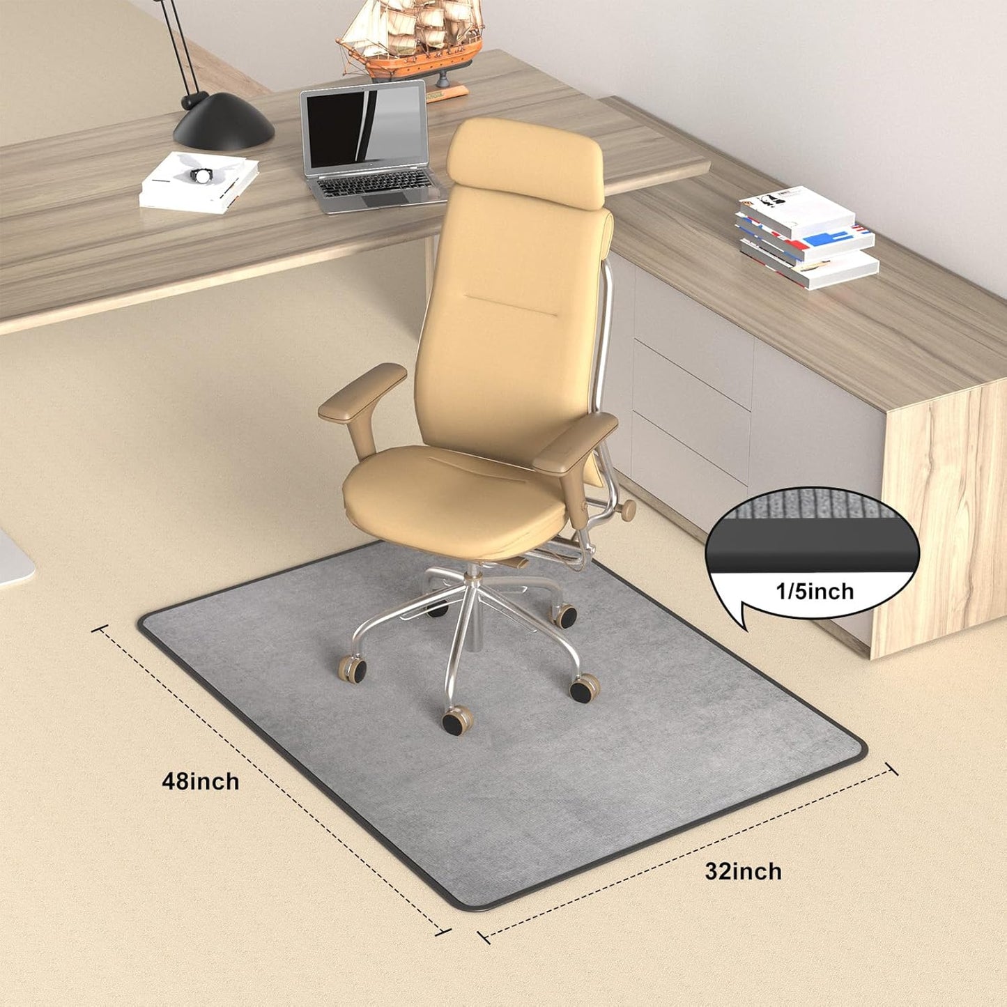 Heavy Duty Office Chair Mat for Carpet and Hardwood Floor Bohemian Desk Chair Mat Rug 36'' x 48''