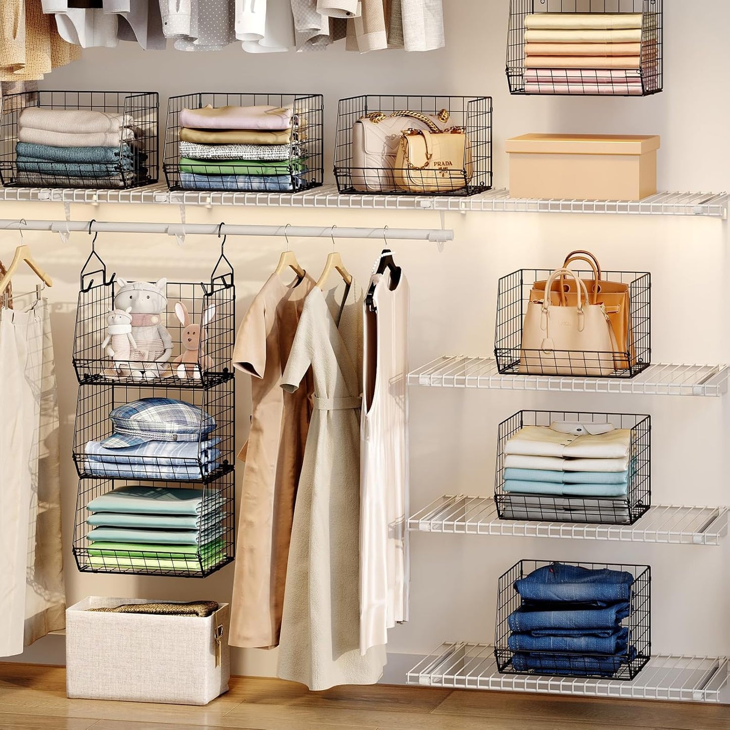 X-cosrack 3-Tier Hanging Storage Organizer for Closet, Laundry & Utility Room | Space Saving