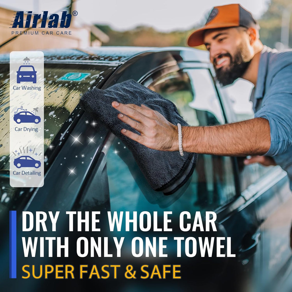 Airlab Microfiber Towels for Cars Wash Drying Extra Large Super Absorbent Cleaning Cloth Auto