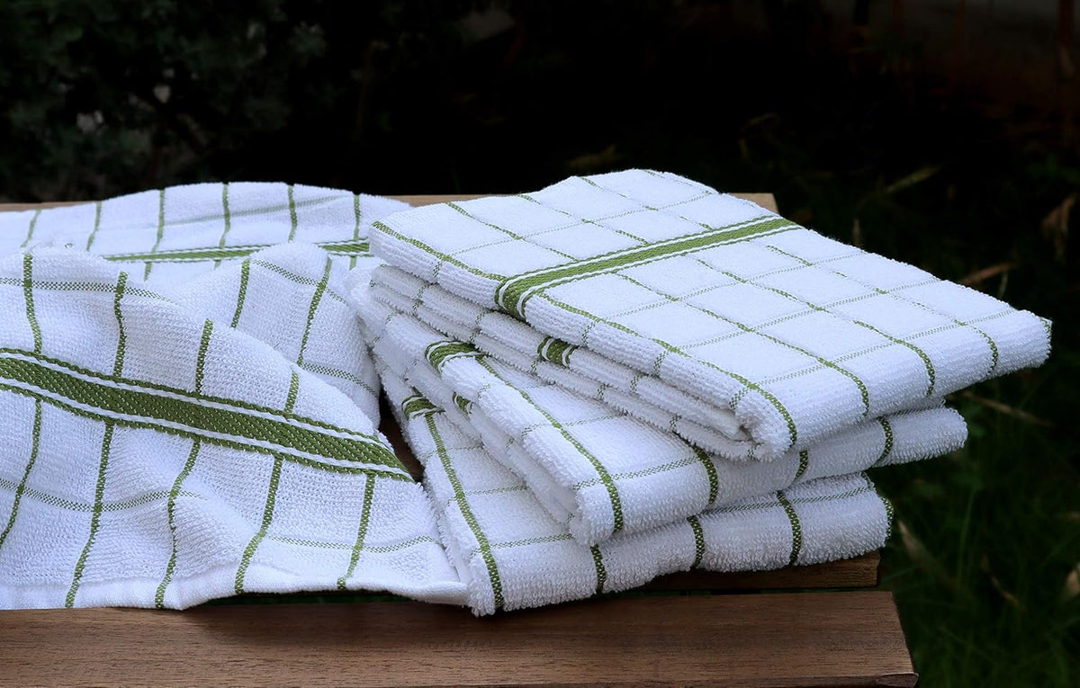 AMOUR INFINI Terry Cotton Kitchen Towels 4-Pack - Large 18 x 28 Inch, Absorbent & Soft Dish Towel