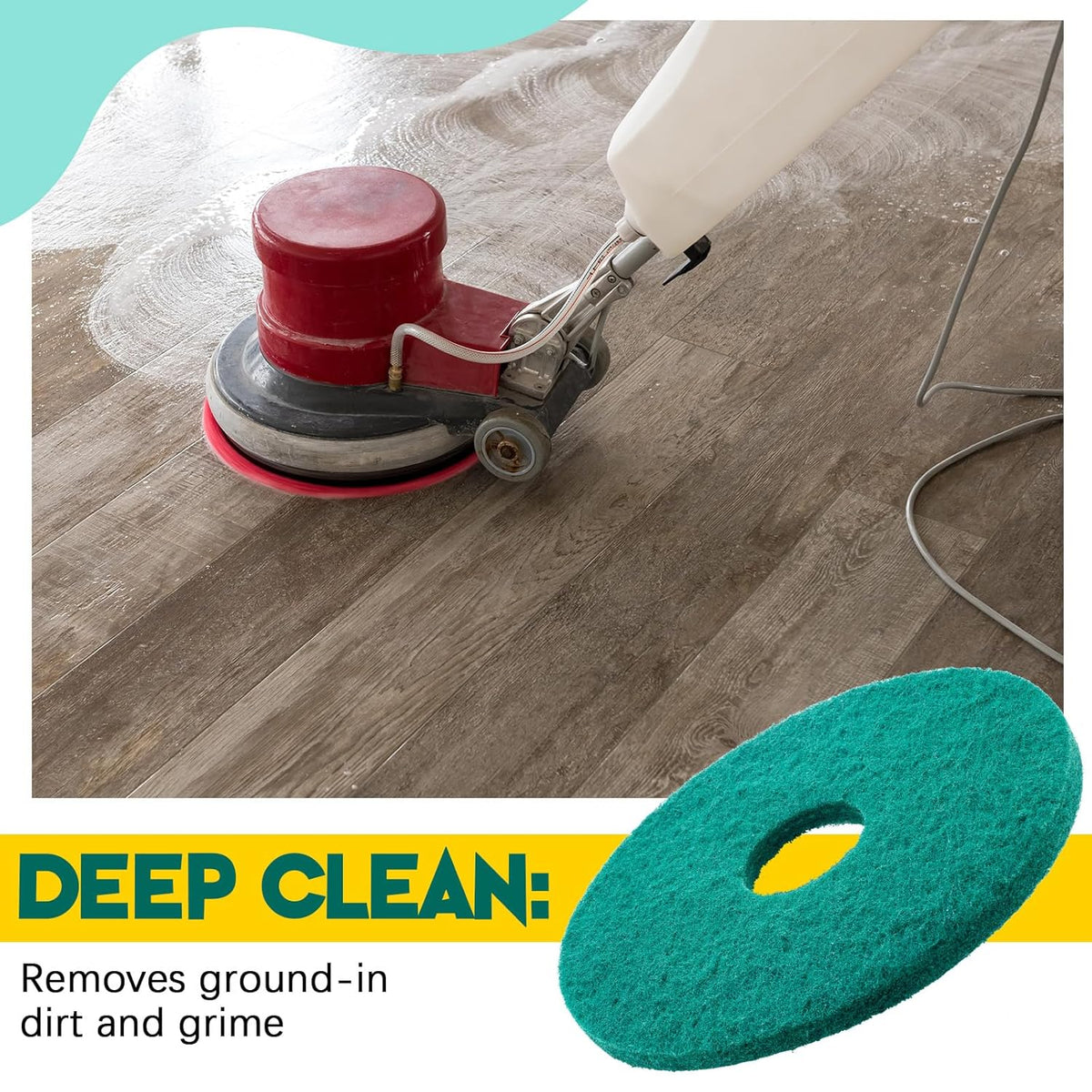 2 Pcs 12" Green Scrubbing Pads Commercial Cleaning Orbiter Pads-Maintenance Non Woven for Floor