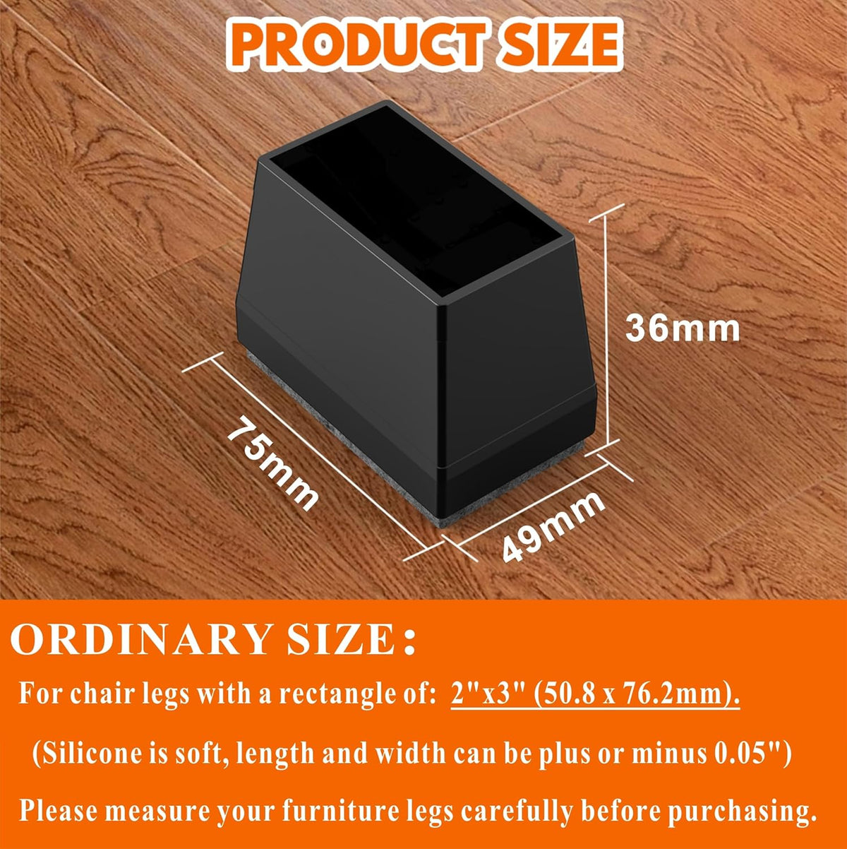 Rectangle Chair Leg Protectors for Hardwood Floors,16 PCS Silicone Covers to Protect Wood Tile