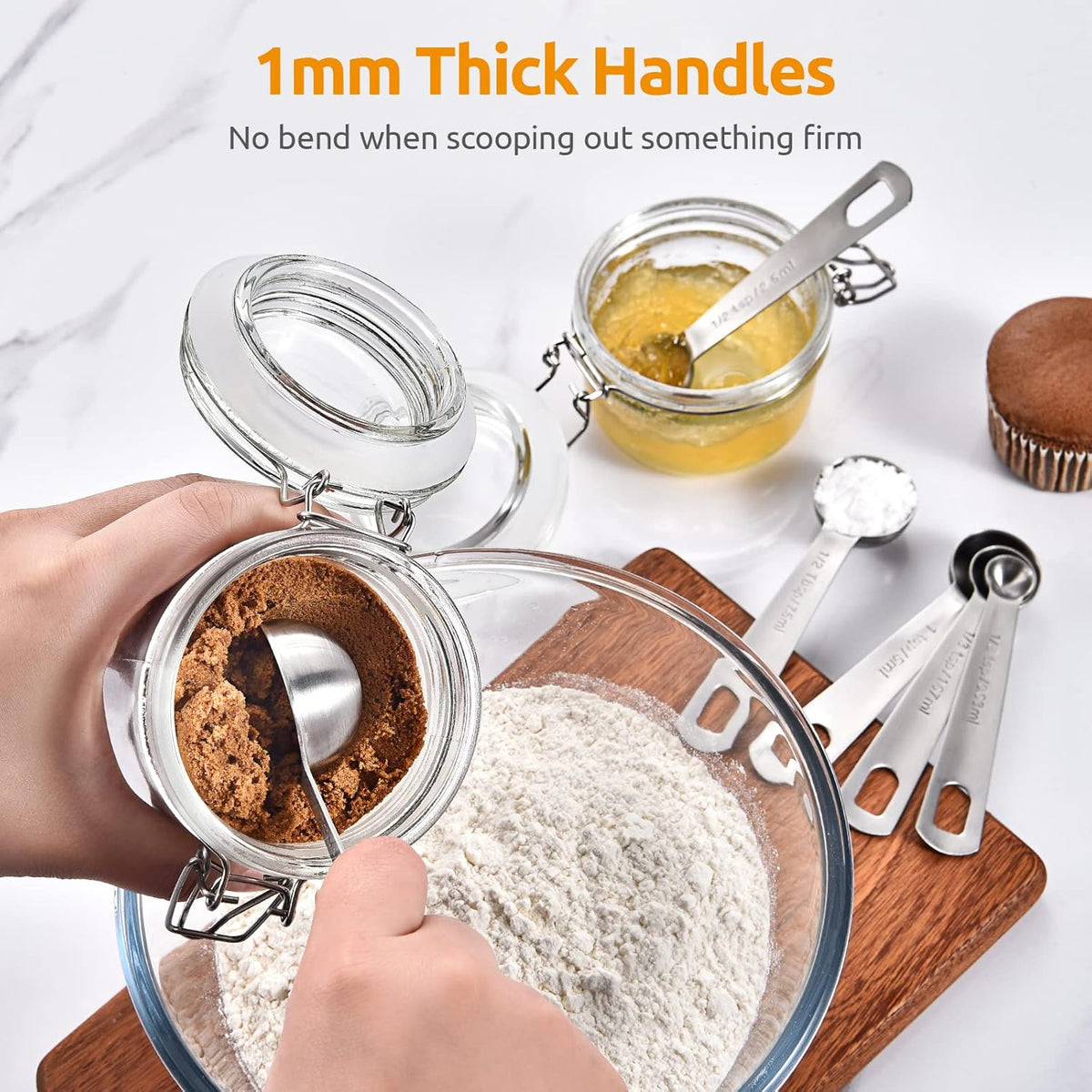 U-Taste 18/8 Stainless Steel Measuring Spoons Set: 7 Piece - 1/8, 1/4, 1/2, 3/4 tsp, 1 tsp, 1/2 & 1