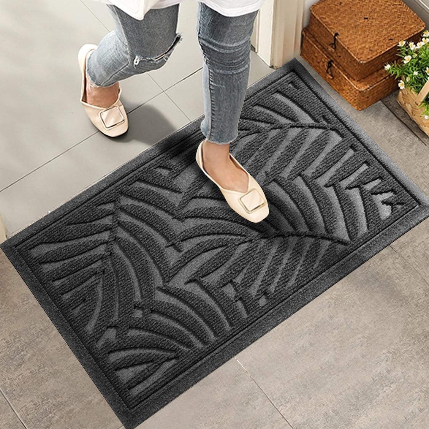 Front Door Mat, Absorbent Resist Dirt Welcome Door Mat Indoor Outdoor, Waterproof Doormat, Sturdy