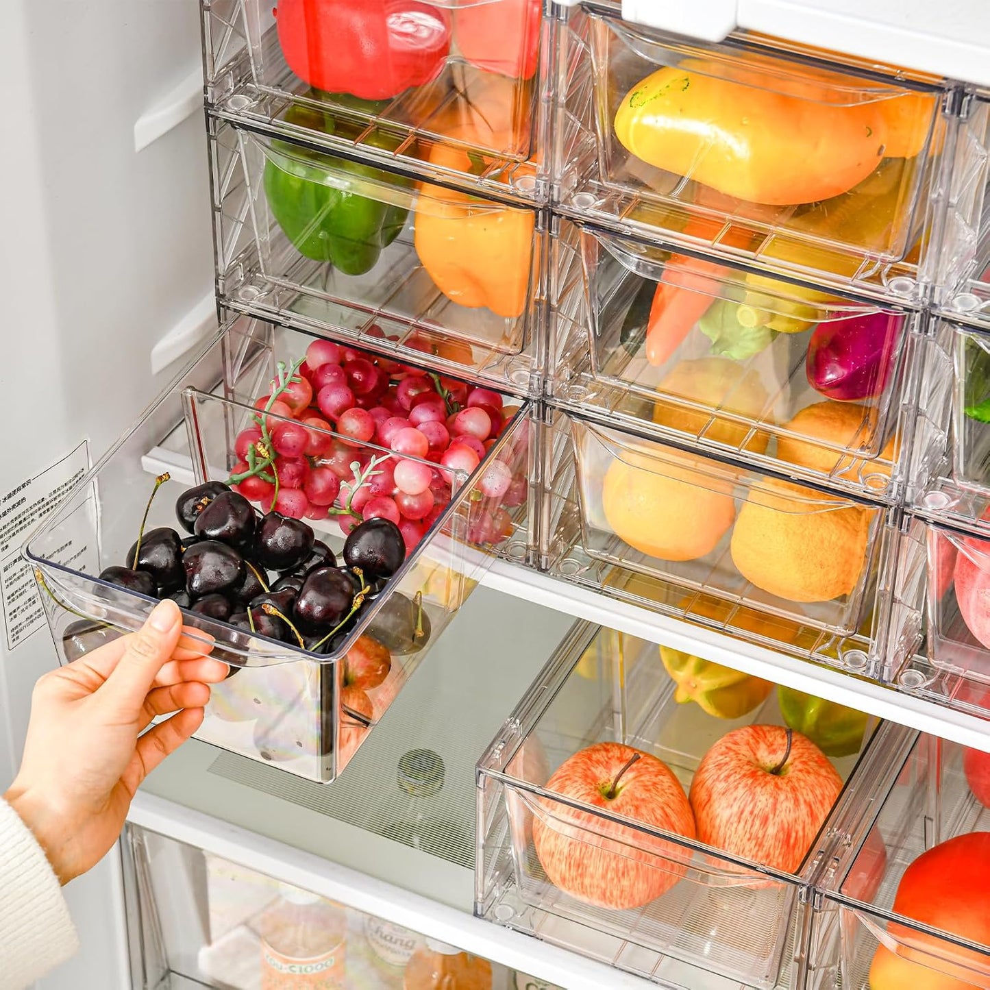 8Pack Clear Stackable Kitchen Storage Organizer,Pantry Organizers and Storage,Foods Organizer Bins