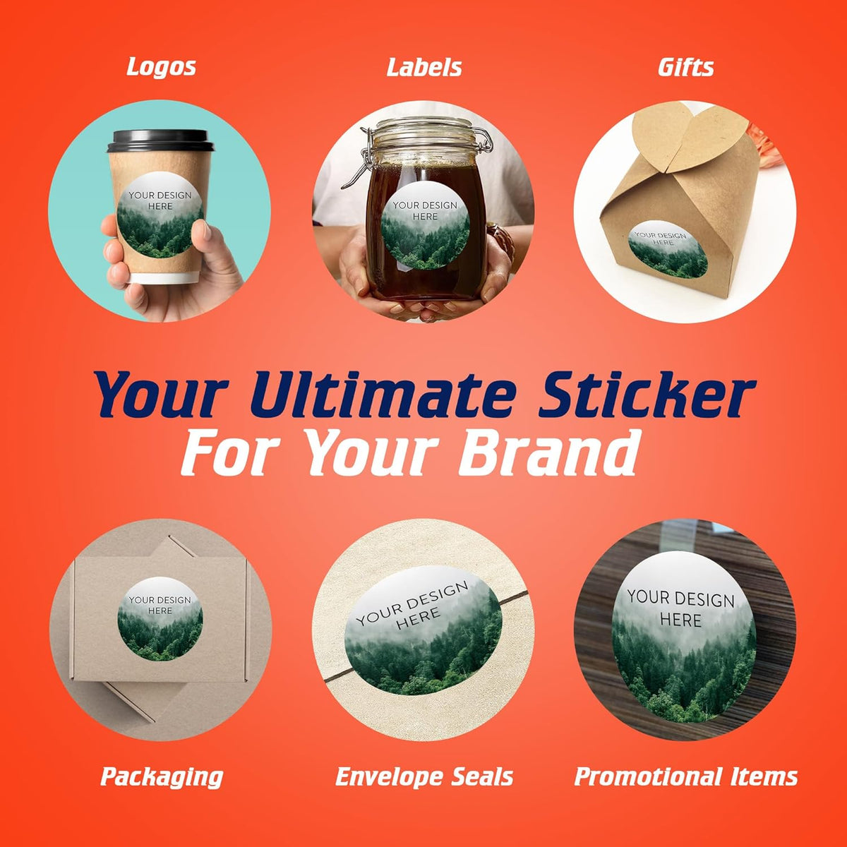 100 Custom Vinyl Stickers - Upload Your own Image, Text, Design, Logo - Personalized Logo Labels