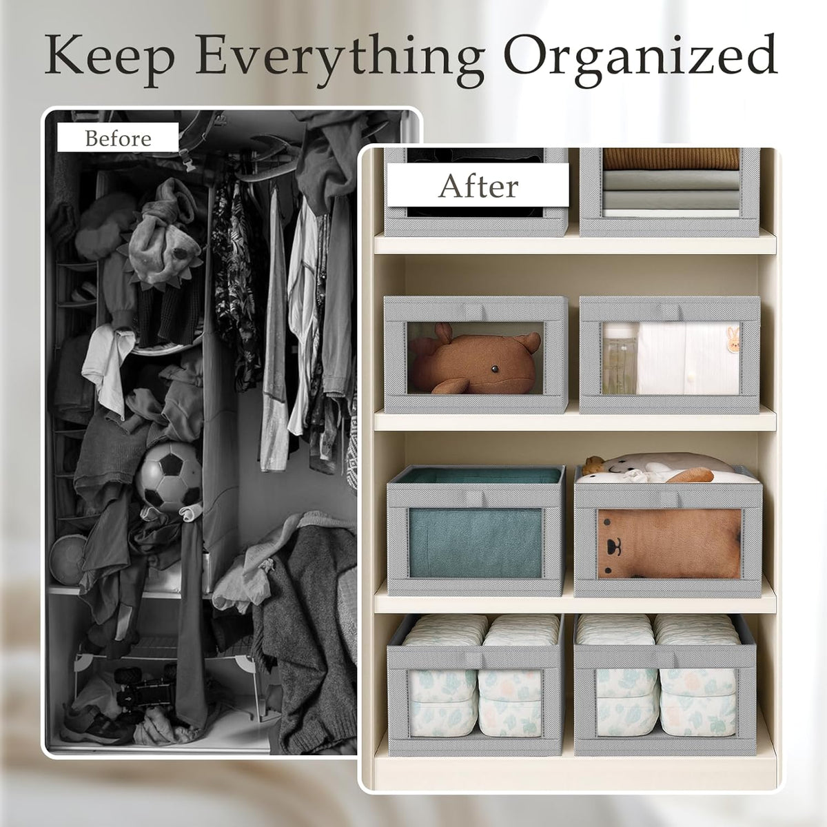 Criusia 4 Pack Linen Closet Organizers and Storage, Closet organizer Large Linen Closet Baskets for
