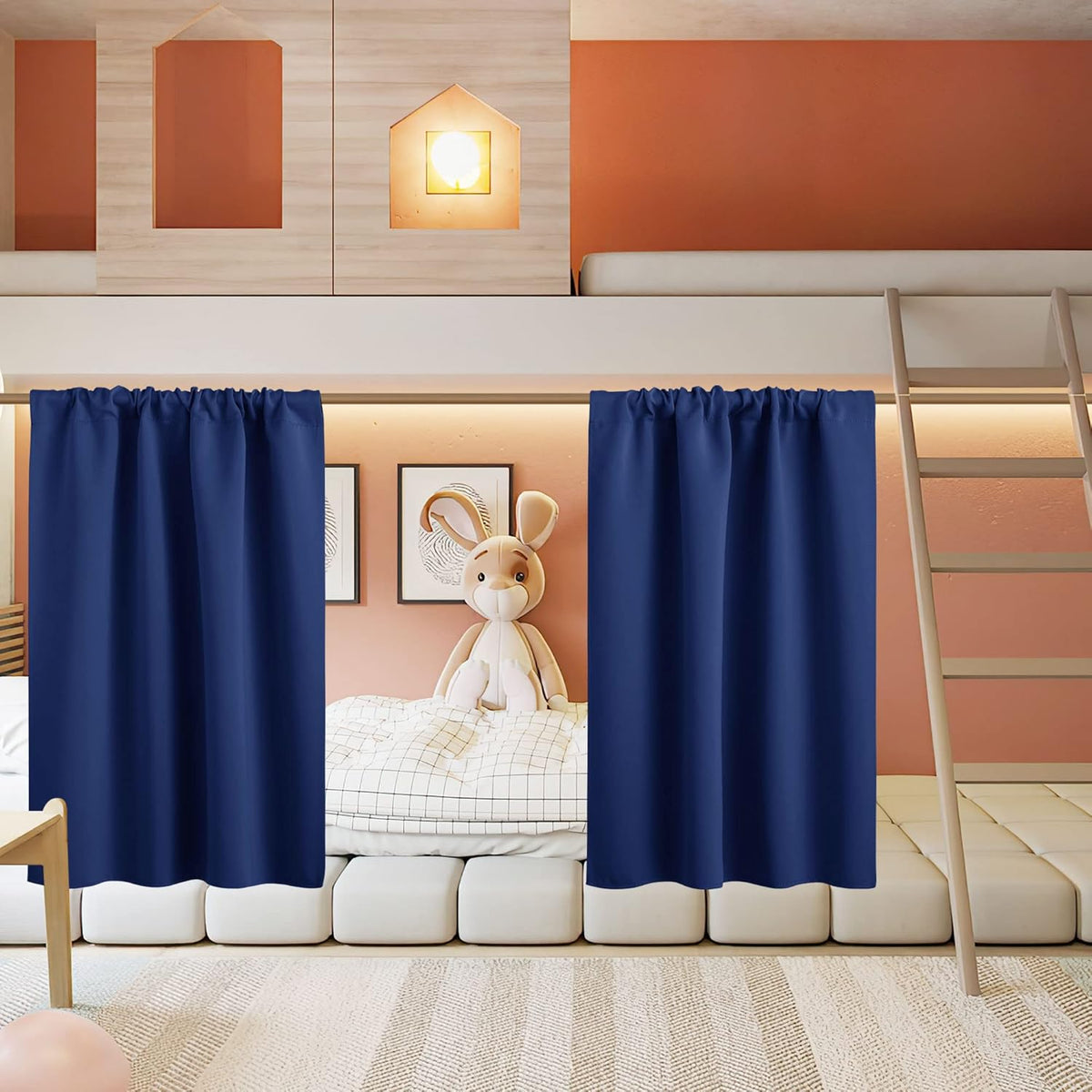 RYB HOME Small Curtains for Kitchen Window - Blackout Privacy Portable Curtain Set for Bedroom
