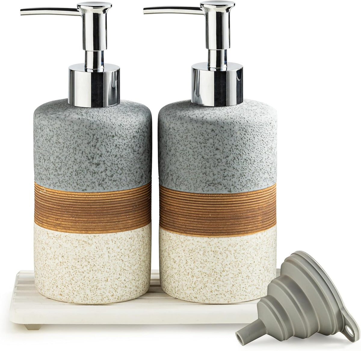 Ceramic Soap Dispenser Set(2 Pack) – Hand Soap, Dish Soap, Shampoo & Shower Soap Dispenser for
